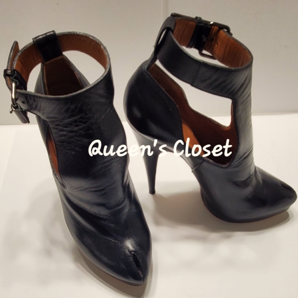 Givenchy | Black Leather Peep-toe Ankle Boots